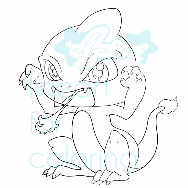 Charmeleon lineart digital download