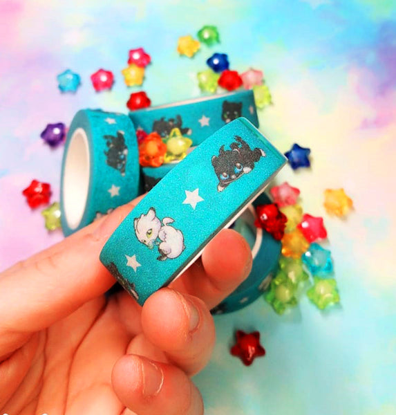Nightlight baby dragon blue washi tape celo glitter