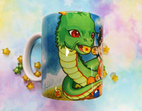 Cute Shenlong and Goku mug taza