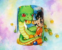 Cute Shenlong and Goku mug taza