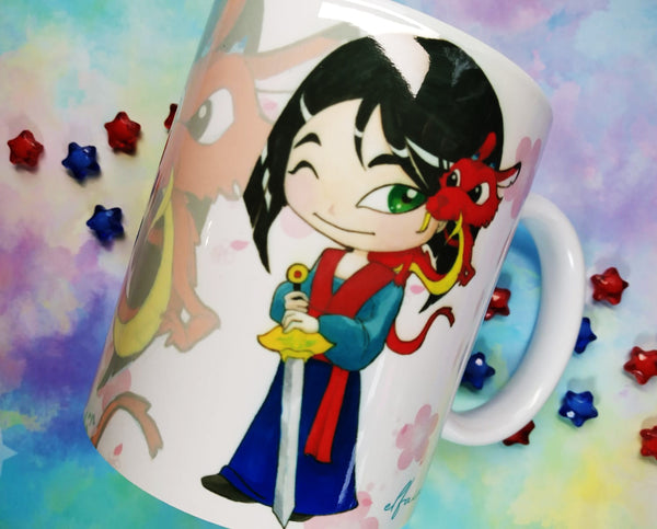 Cute Mulan mug taza