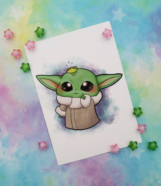 Postal baby Yoda postcard