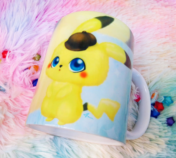 Detective Pikachu cute mug taza