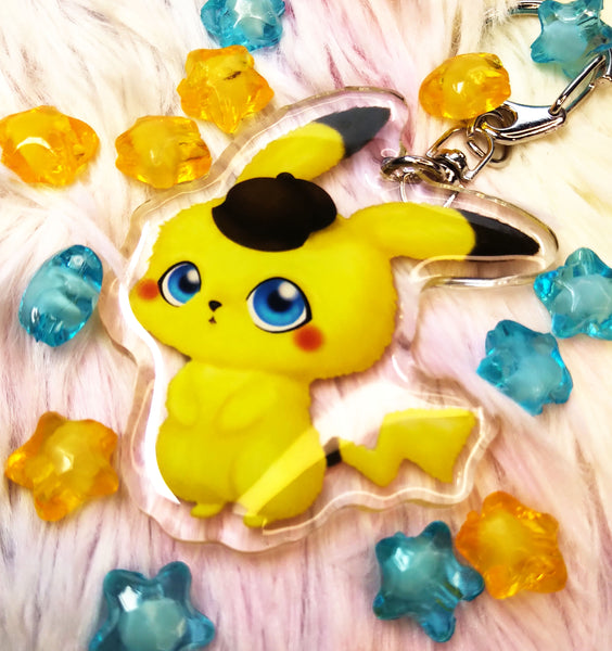 Cute Detective Pikachu Keychain LLavero