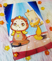 Postal Lumiere and Cogsworth postcard