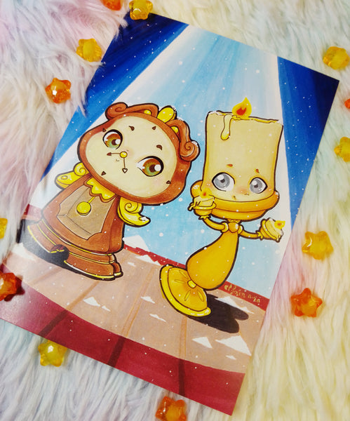 Postal Lumiere and Cogsworth postcard