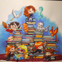 Wizard's Library Postal cute postcard