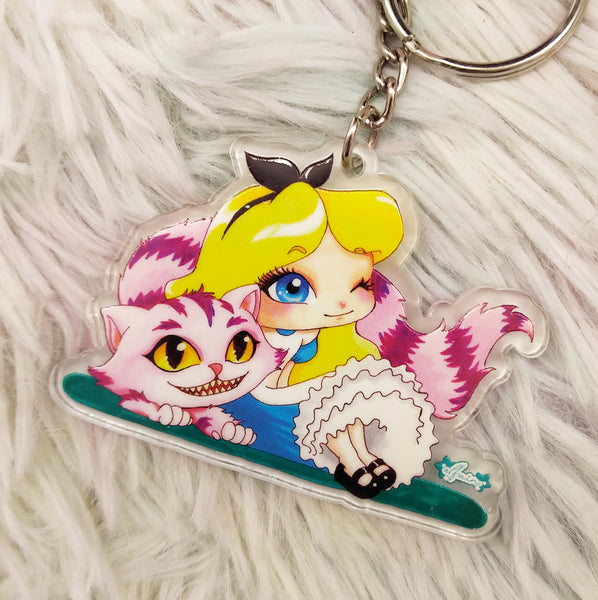 Cute Alice and Cheshire Keychain LLavero