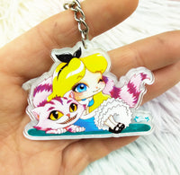 Cute Alice and Cheshire Keychain LLavero