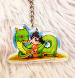 Cute Goku and Shenron Keychain LLavero