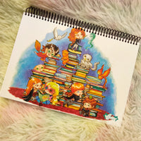 Cute Wizard's Library cuaderno A5 Notebook