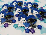 Fury Love Enamel pin blue Glitter azul B GRADE