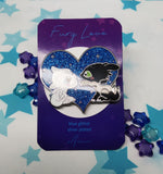 Fury Love Enamel pin blue Glitter azul B GRADE