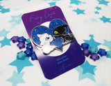 Fury Love Enamel pin blue Glitter azul B GRADE